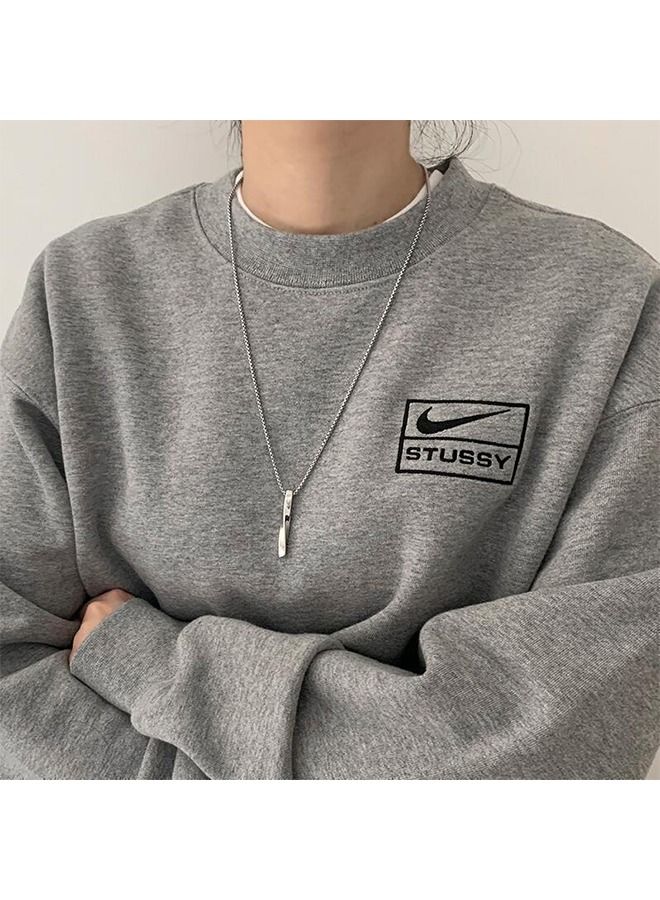 Casual Stylish Spiral Pendant Necklace Cool Sweater Chain for Men and Women Silver