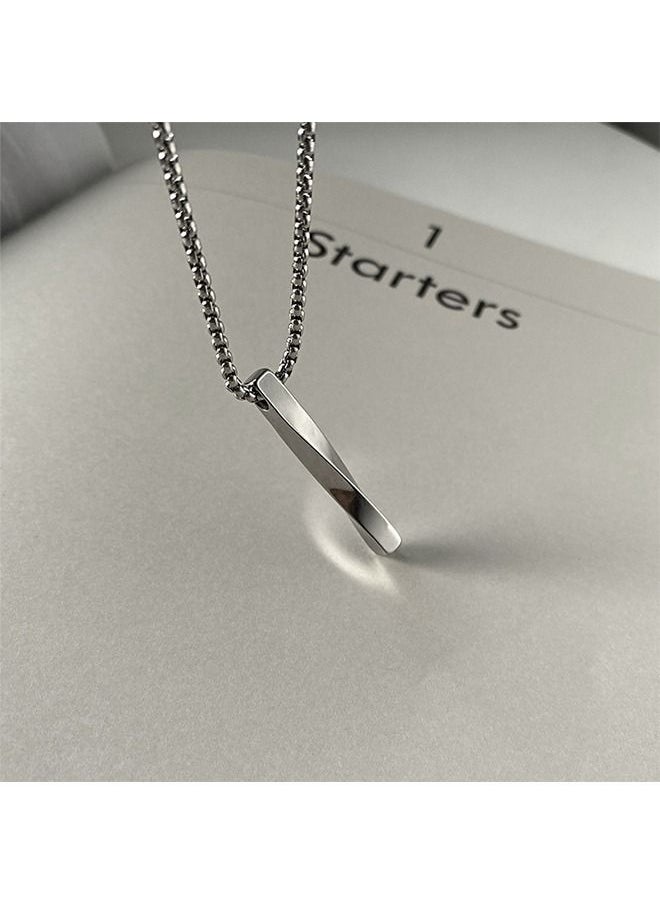 HS Casual Stylish Spiral Pendant Necklace Cool Sweater Chain for Men and Women Silver  - Image 4