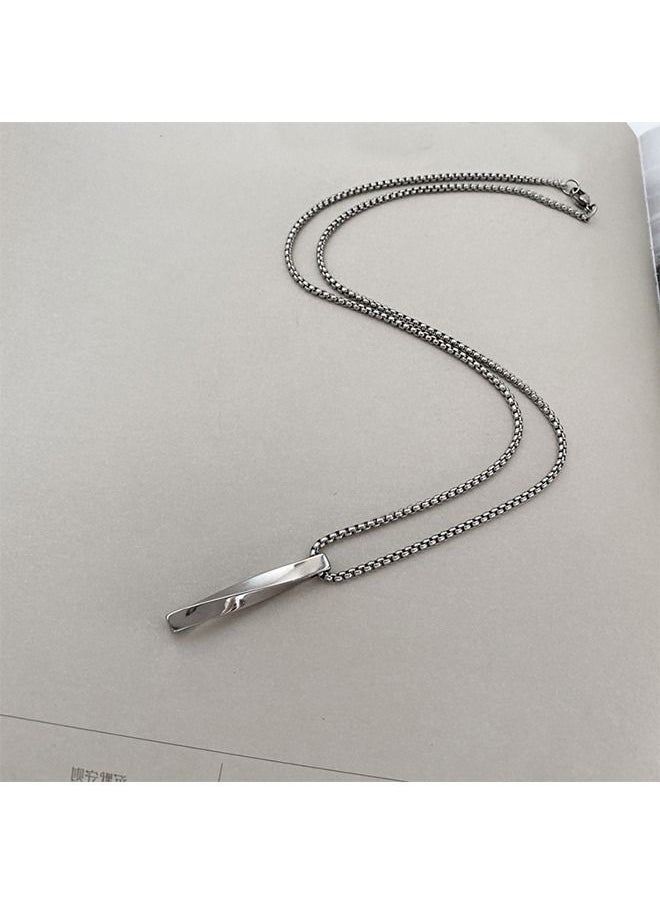HS Casual Stylish Spiral Pendant Necklace Cool Sweater Chain for Men and Women Silver  - Image 5