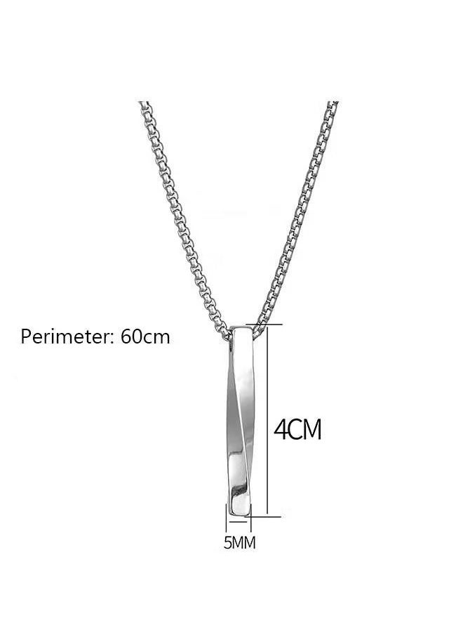 HS Casual Stylish Spiral Pendant Necklace Cool Sweater Chain for Men and Women Silver  - Image 2