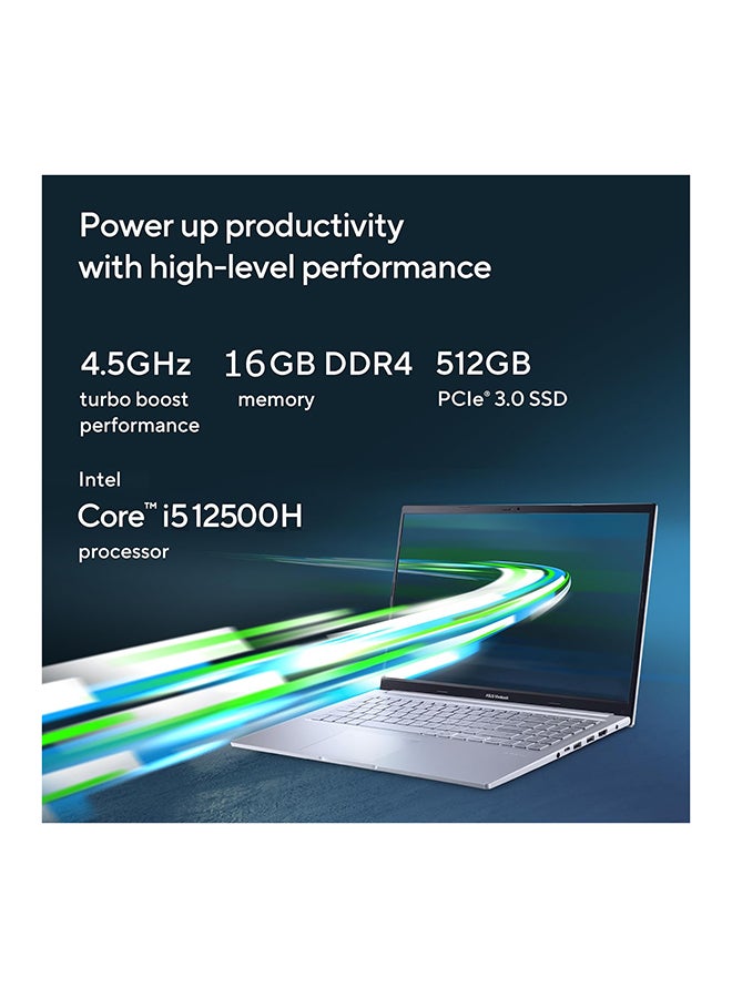ASUS Vivobook 15 Laptop With 15.6-Inch Display, Core i5-12500H Processor/8GB RAM/512GB SSD/Intel Iris XE Graphics/Windows 11 English/Arabic Silver - Image 3