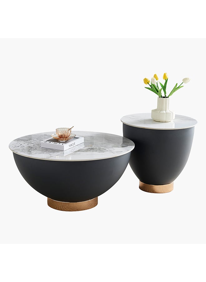 Osaka 2-Piece Sintered Stone Coffee Table Set with Storage 73 x 36 x 73 cm