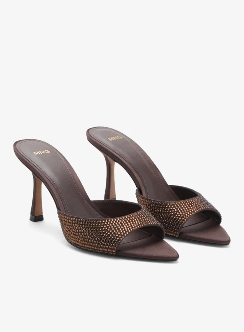 MANGO Heeled sandal with strass strap