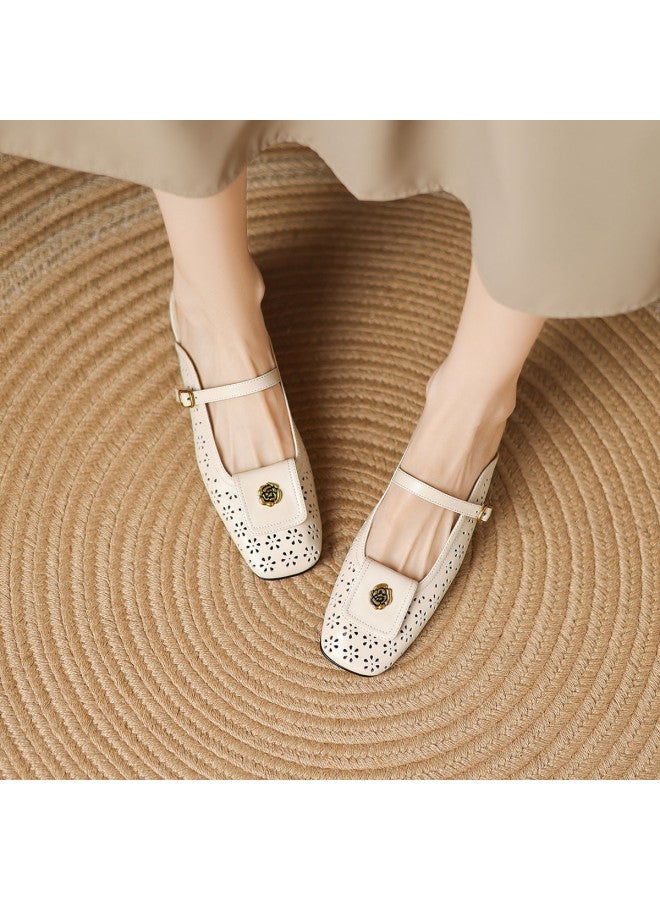 AME New Chinese Style Mule Slippers For Women, 2025 New Elegant Hollow Carved Slippers, Wearable Slide Sandals - Image 5