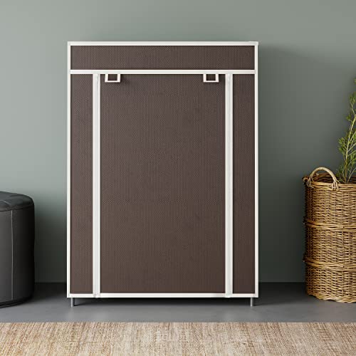 GTC® Multipurpose Portable Shoe Cabinet Rack Light Weight Foldable Shelves Storage Organizer with Wardrobe Cover for Home (4 Layer, Brown) Storage Unit - Image 3