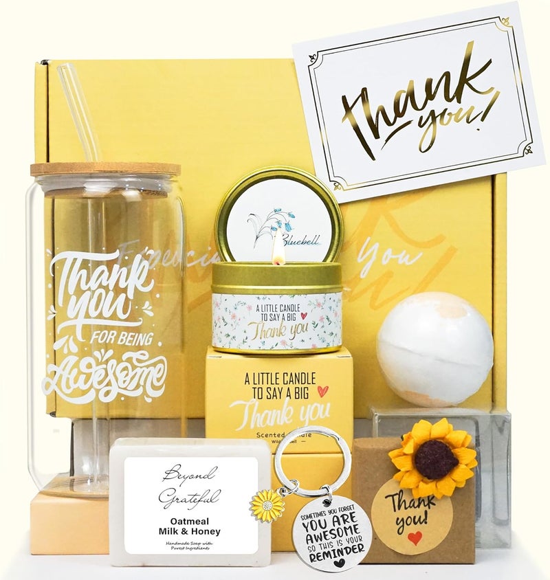 LUICONMO Thank You Gifts for Women, Appreciation Gifts, Thank You Gift Baskets for Women Best Friend Coworkers Teachers Employees with Thank You Cards Thank You for Being Awesome Cup - Image 1