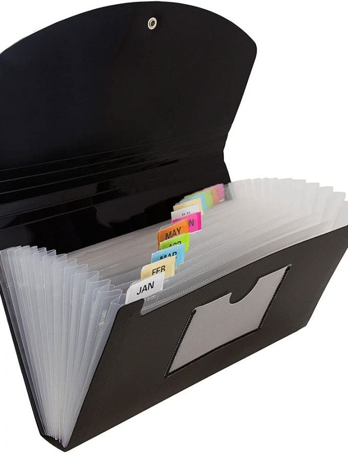 JAM PAPER Accordion Folders - 13 Pocket Plastic Expanding File - Check Size - 5 x 10 1/2 - Black - Sold Individually - Image 1