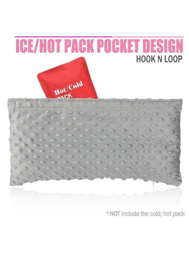 HapiPoppy Hysterectomy Seatbelt Pillow Post Abdominal Surgery Myomectomy Pillows with Pocket for Ice/Hot Packs Breast Reduction Belly Incision Tummy Tuck C-Section Recovery Patients Gifts Minky Dot Light Gray - Image 5