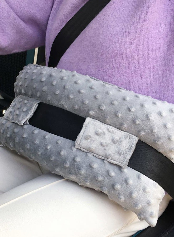 HapiPoppy Hysterectomy Seatbelt Pillow Post Abdominal Surgery Myomectomy Pillows with Pocket for Ice/Hot Packs Breast Reduction Belly Incision Tummy Tuck C-Section Recovery Patients Gifts Minky Dot Light Gray - Image 1
