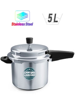 DELICI 5 Liter Stainless Steel Pressure Cooker, Fast, Efficient, And Safe Cooking with Durable Body, Strong Anti-bulging Bottom, Safe Gasket Release Vent System,5 Years Warranty (SPC5E)  - Image 1