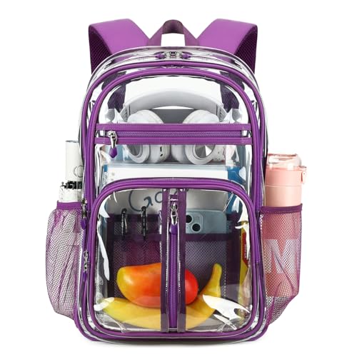 Cusangel Clear TPU XL Backpack for Girls Women18 See Through Heavy Duty Bookbagwarehouses school and other security check locationsPurple - Image 1