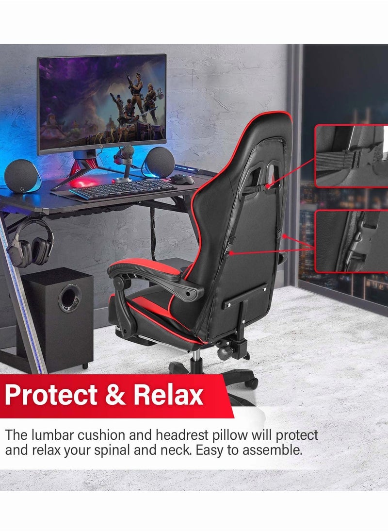 Chulovs - Gaming Chair with Footrest Computer Chair Deak Chair High Back Racing Style Office Chair with Headrest Support Adjustable Office Chair - Image 1