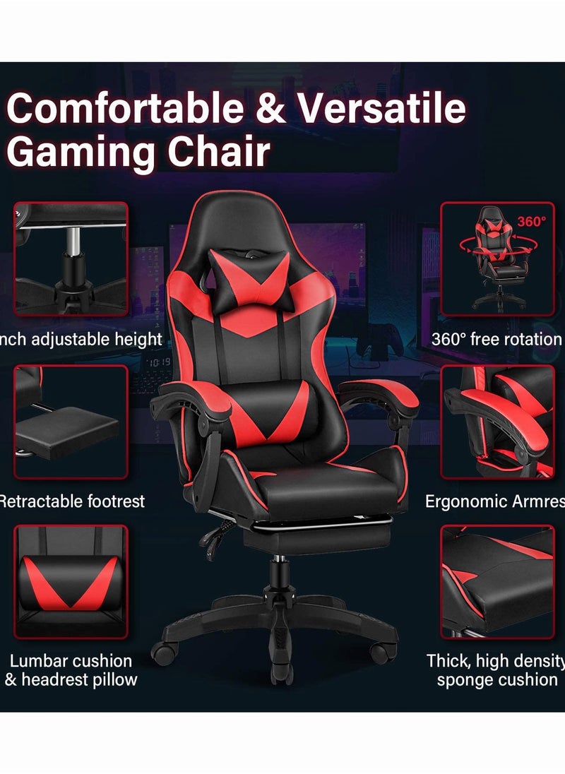 Chulovs - Gaming Chair with Footrest Computer Chair Deak Chair High Back Racing Style Office Chair with Headrest Support Adjustable Office Chair - Image 1
