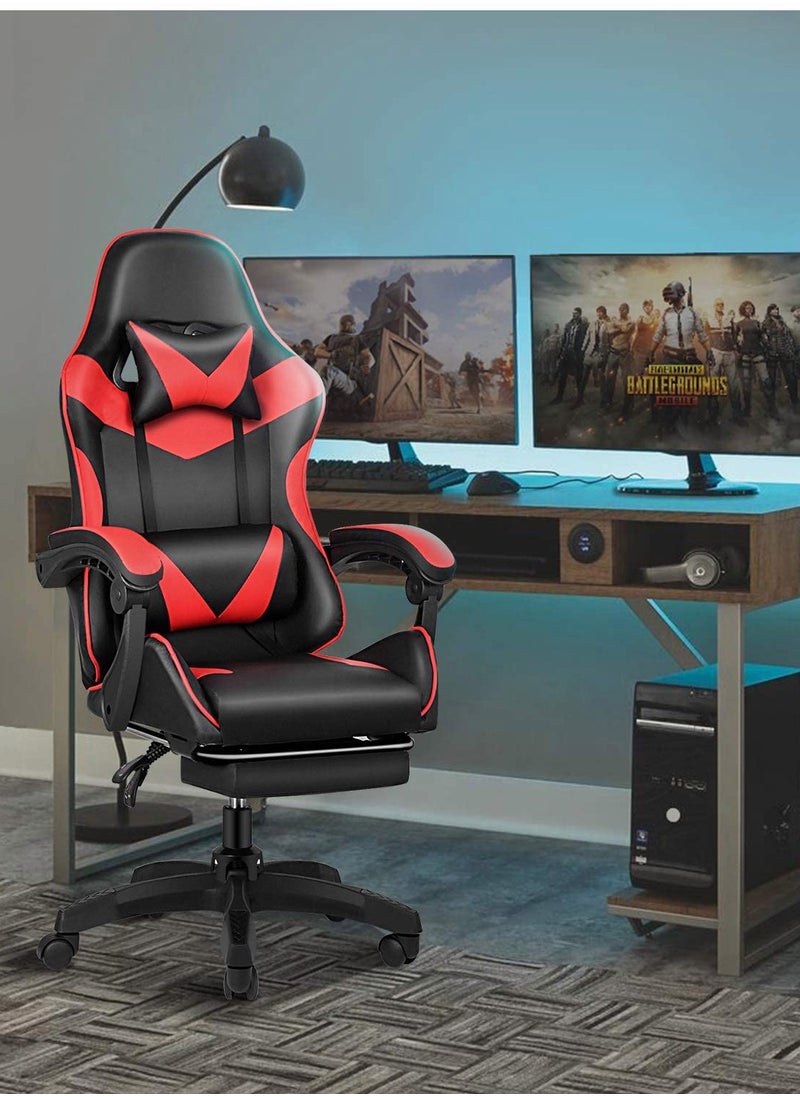 Chulovs - Gaming Chair with Footrest Computer Chair Deak Chair High Back Racing Style Office Chair with Headrest Support Adjustable Office Chair - Image 1