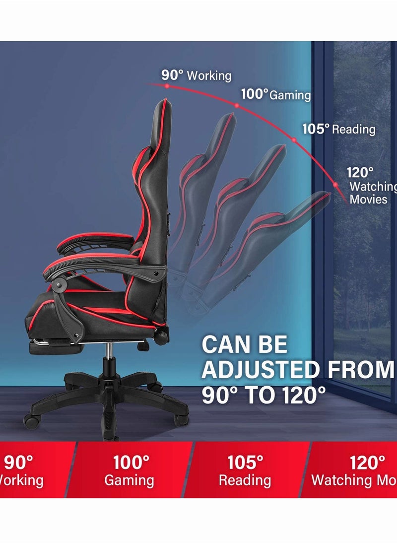 Chulovs - Gaming Chair with Footrest Computer Chair Deak Chair High Back Racing Style Office Chair with Headrest Support Adjustable Office Chair - Image 1
