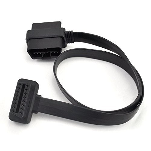 OLLGEN 20 inch/50 cm OBD2 Splitter Cable OBD-II 16 Pin Female to Male/Female Extension Connector Flat Cable Car Diagnostic System Cord Black - Image 1