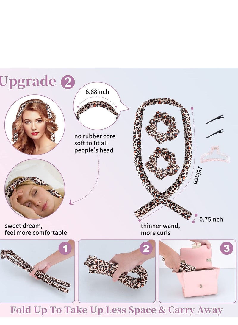 SYOSI Healtless Hair Curlers for Long Hair, No Heat Curl Ribbon Design with Hair Clips and Scrunchie, Overnight Silk Heatless Curls Headband, Soft Heatless Curling Rod Headband for Natural Hair (Leo) - Image 3