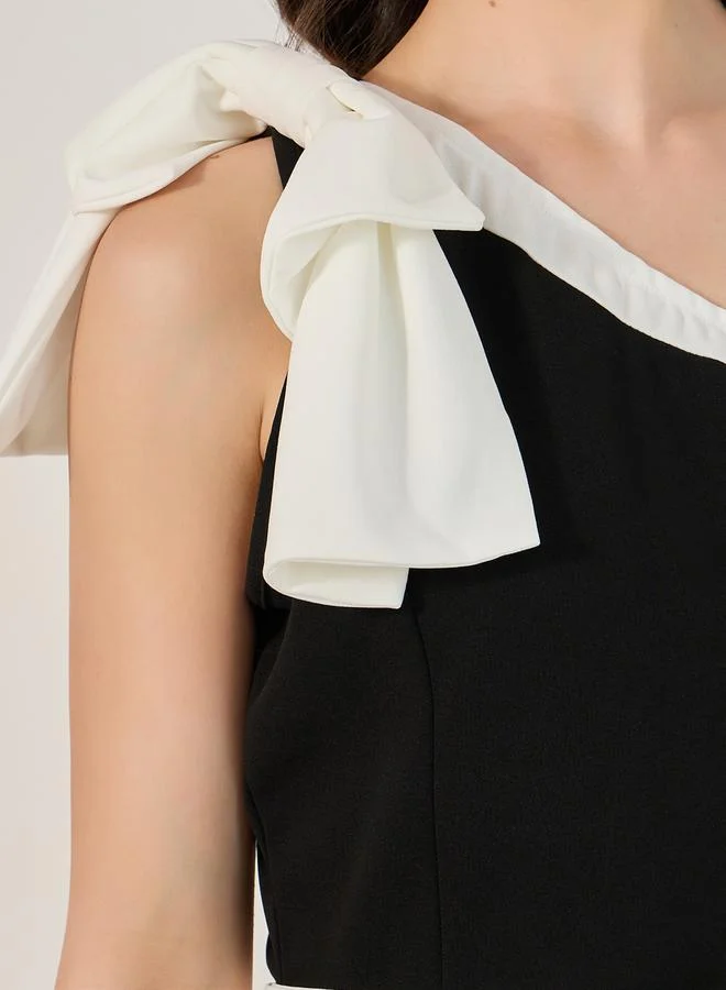 Styli Asymmetric Belted Dress
