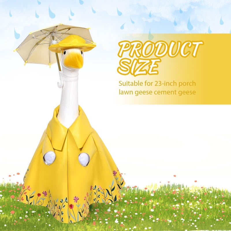 JcHrmers Raincoat Goose Outfits Spring Porch Goose Outfit Summer Porch Goose Clothes Raincoats Umbrella for 23" Outdoor Lawn Garden Yard Patio Statue Spring Decor - Image 3