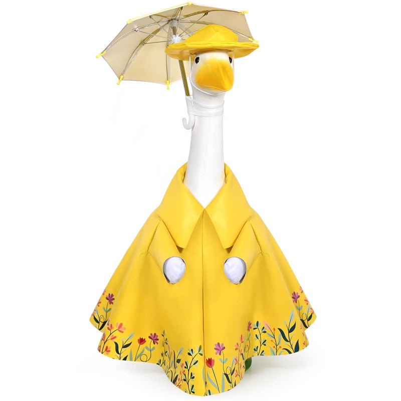 JcHrmers Raincoat Goose Outfits Spring Porch Goose Outfit Summer Porch Goose Clothes Raincoats Umbrella for 23" Outdoor Lawn Garden Yard Patio Statue Spring Decor - Image 1