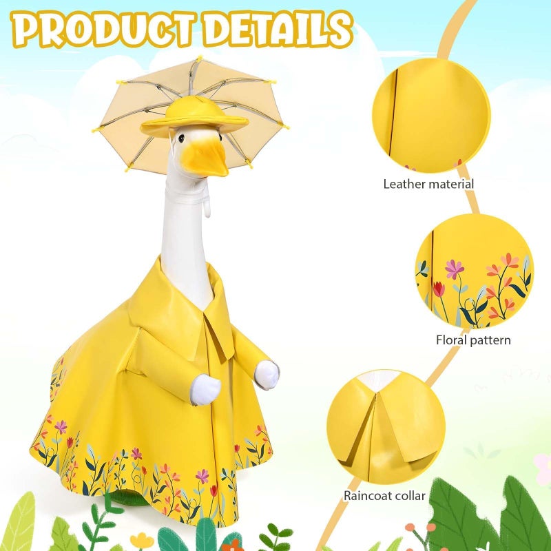JcHrmers Raincoat Goose Outfits Spring Porch Goose Outfit Summer Porch Goose Clothes Raincoats Umbrella for 23" Outdoor Lawn Garden Yard Patio Statue Spring Decor - Image 2