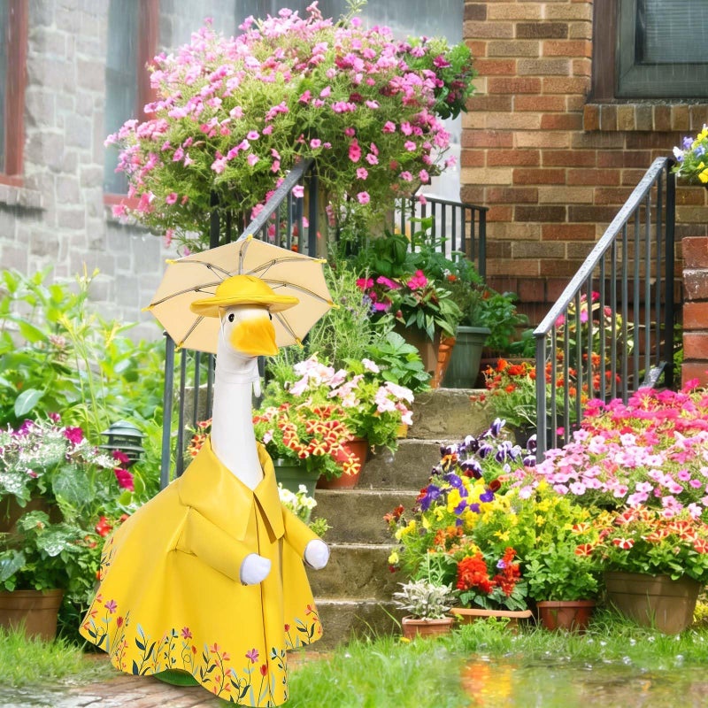 JcHrmers Raincoat Goose Outfits Spring Porch Goose Outfit Summer Porch Goose Clothes Raincoats Umbrella for 23" Outdoor Lawn Garden Yard Patio Statue Spring Decor - Image 5