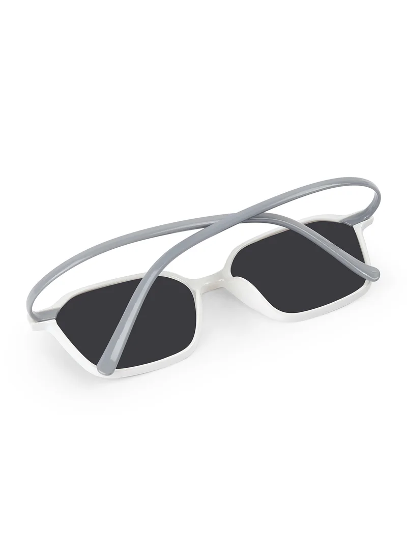 Woggles Stylish White & Grey Square Kids Sunglasses
