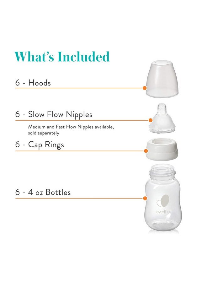 إيفن فلو زجاجات الرضاعة Evenflo Feeding Premium Proflo Venting Balance Plus Standard Neck للأطفال والرضع والمواليد الجدد - تم تطويرها بواسطة متخصصين في تغذية الأطفال - 4 أونصة (عبوة من 6 قطع)  - Image 5