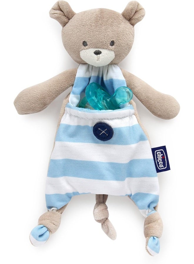 شيكو Pocket Buddies Soft Pacifier Holder-Lovey, Soothing Plush Toy Animal 0m+, Blue Bear - Image 5