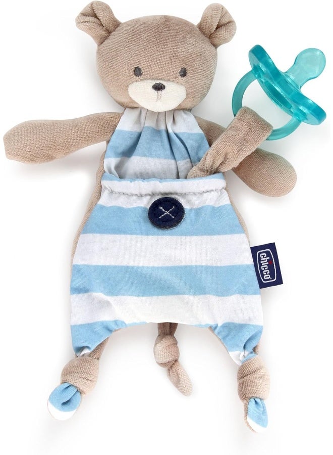 شيكو Pocket Buddies Soft Pacifier Holder-Lovey, Soothing Plush Toy Animal 0m+, Blue Bear - Image 3