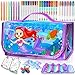weirtoya 56 PCS Washable Scented Markers with Glitter Pencil Case Mermaid Unicorn Arts and Crafts for kids 468 Kids Coloring Drawing Kits for 48 Years Old Girls Mermaid 56 - Image 2
