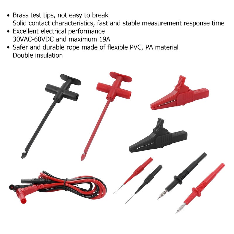 19A مجموعة أدوات اختبار متعددة القياسات للاستخدام الثقيل مع كابلات مزدوجة العزل مرنة ومشابك تمساح - Image 3