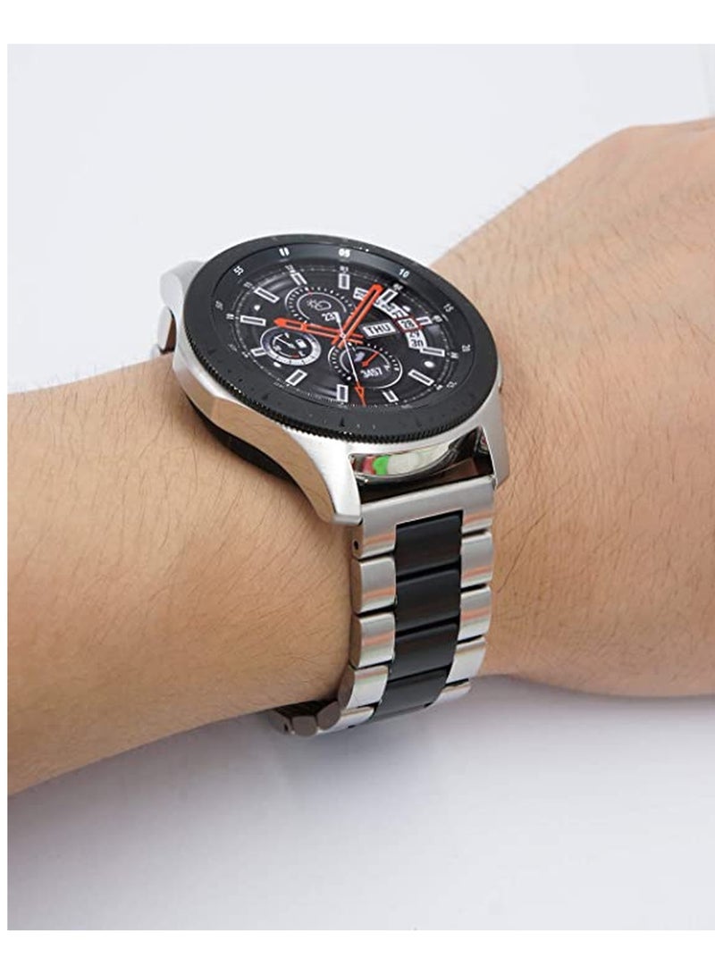 22mm Stainless Steel Watch Band Quick Release Strap for Samsung Galaxy Watch 46mm Gear S3 Frontier(Silver + Black) - Image 2