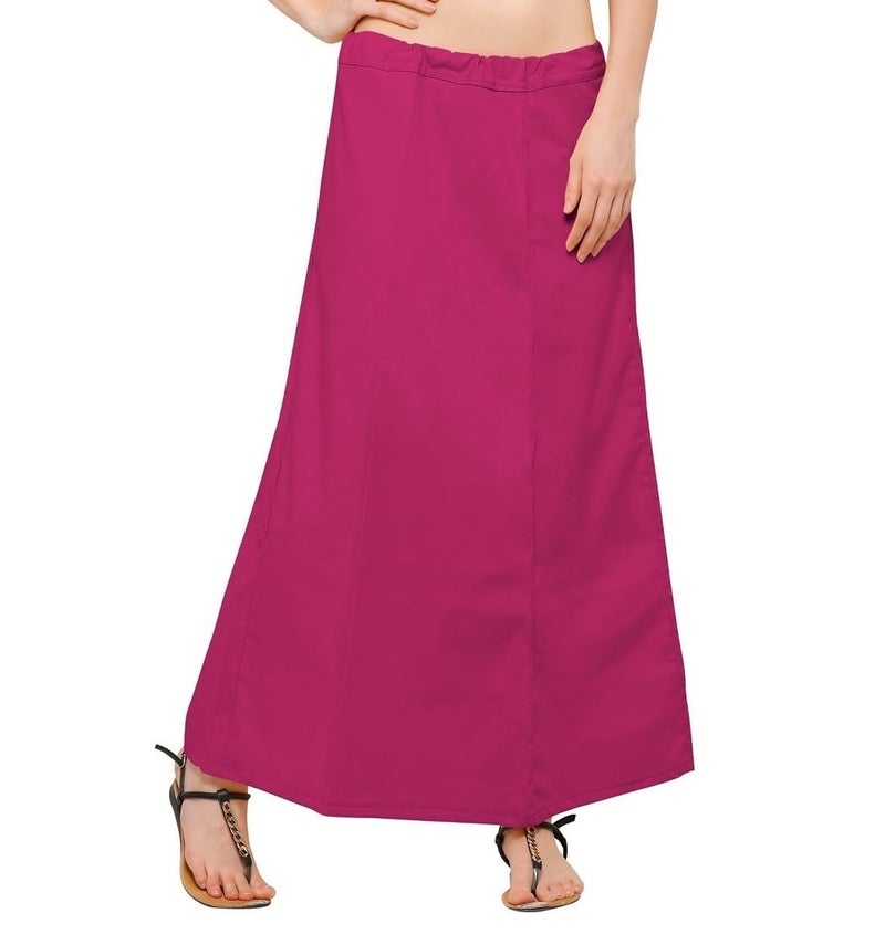 Queen Style Poplin Cotton Petticoat for Saree | Soft & Breathable Saree Inner Skirt | Adjustable Drawstring Waist | Full Length Comfortable Underskirt for Women-Size 8 Part-Ranipink - Image 1