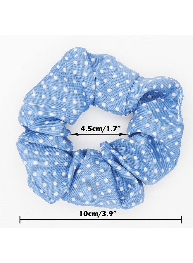 LOOKSEVEN Scrunchies For Hair, Blue Plaid Hair Scrunchies For Women, Bandana Scrunchies, 5Pcs Bandana Scrunchy Hair Ties, Scrunchies Hair Ties For Women. (Blue Plaid) - Image 4