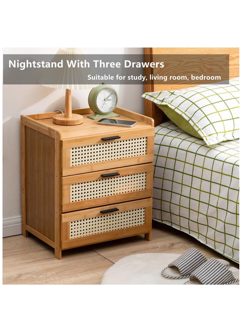 HXDream Bedside Table,Nightstand With three drawers,Suitable for study, living room, bedroom  - Image 2