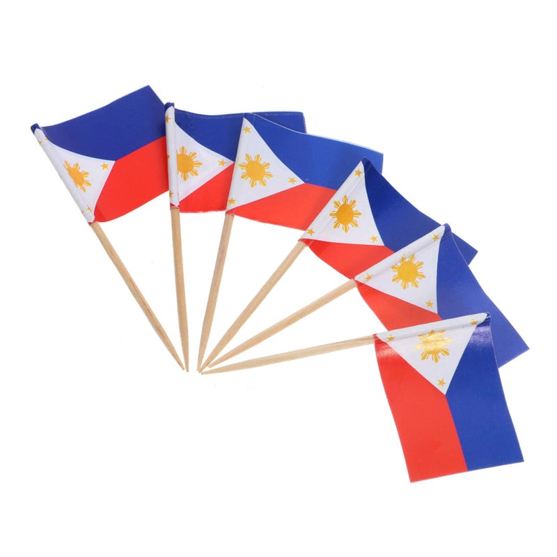 Philippines Flag Toothpicks 100pcs Decorative Fruit Picks for Cupcakes Desserts Party Appetizers - Image 2