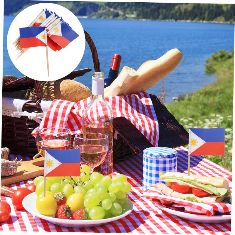 Philippines Flag Toothpicks 100pcs Decorative Fruit Picks for Cupcakes Desserts Party Appetizers - Image 4