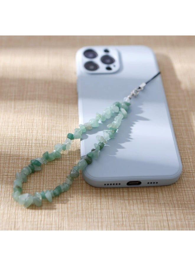 2 Pcs Phone Charms Chain Strap for Women Girls, Handmade Bohemian Style Cell Phone Case Lanyard Wrist Strap, Natural Gemstone Charms for Keychain - Image 2