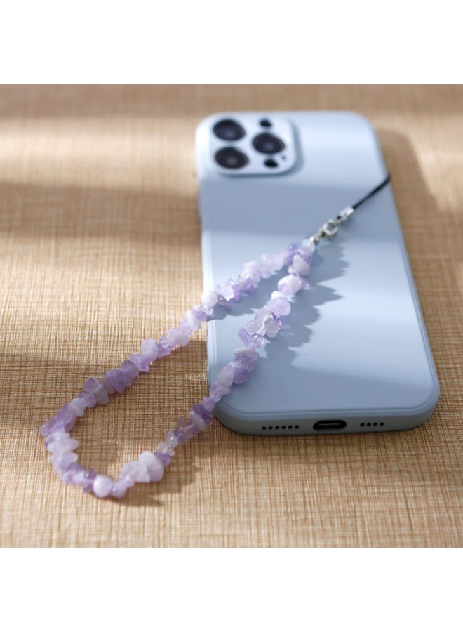 2 Pcs Phone Charms Chain Strap for Women Girls, Handmade Bohemian Style Cell Phone Case Lanyard Wrist Strap, Natural Gemstone Charms for Keychain - Image 3