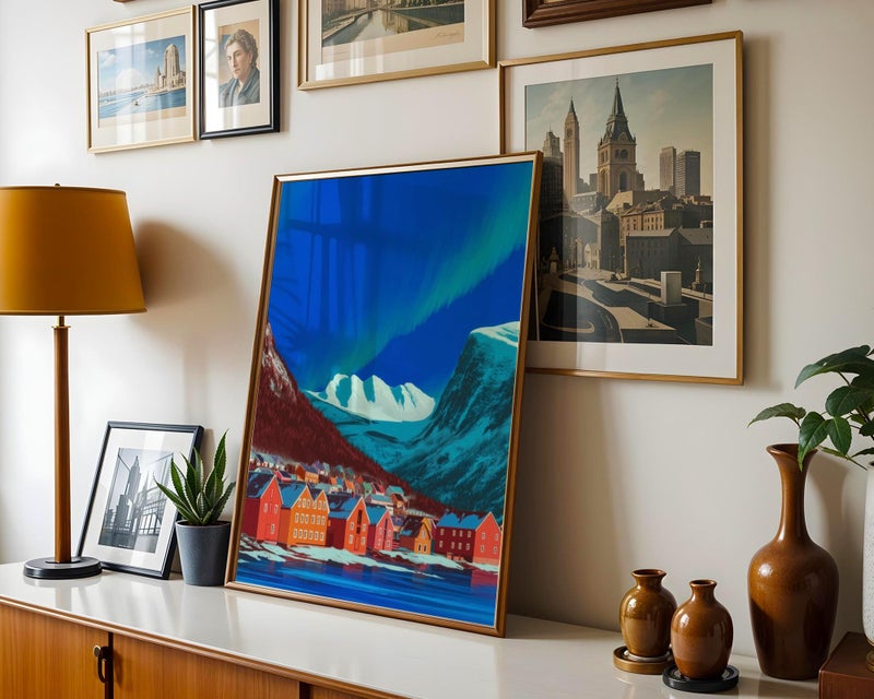 TNESSENTIAL Iceland Wall Art Print: Reykjavik Northern Lights – Nordic Travel Poster - Image 3