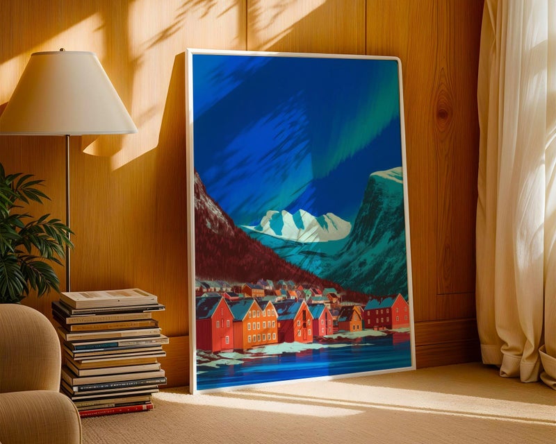 TNESSENTIAL Iceland Wall Art Print: Reykjavik Northern Lights – Nordic Travel Poster - Image 1