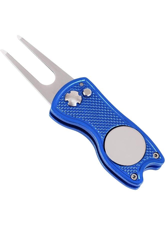 Mile High Life Microfiber Waffle Pattern Golf Towel | Club Groove Cleaner Brush | Foldable Divot Tool with Magnetic Ball Marker (Blue Towel/Brush/Fish Divot) - Image 4