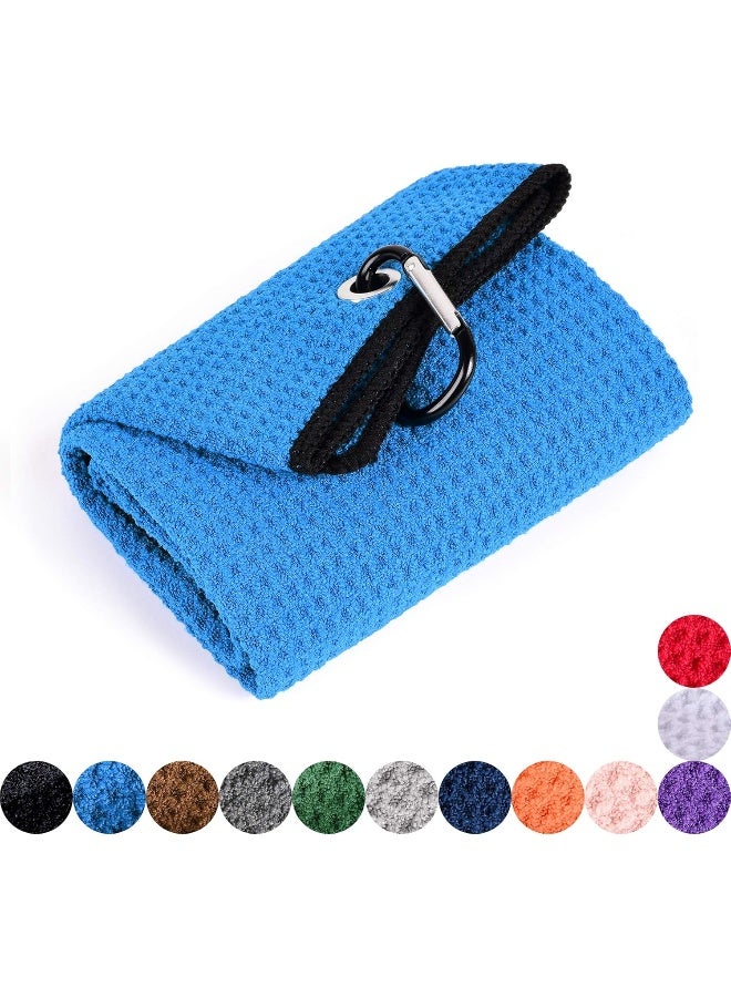 Mile High Life Microfiber Waffle Pattern Golf Towel | Club Groove Cleaner Brush | Foldable Divot Tool with Magnetic Ball Marker (Blue Towel/Brush/Fish Divot) - Image 2