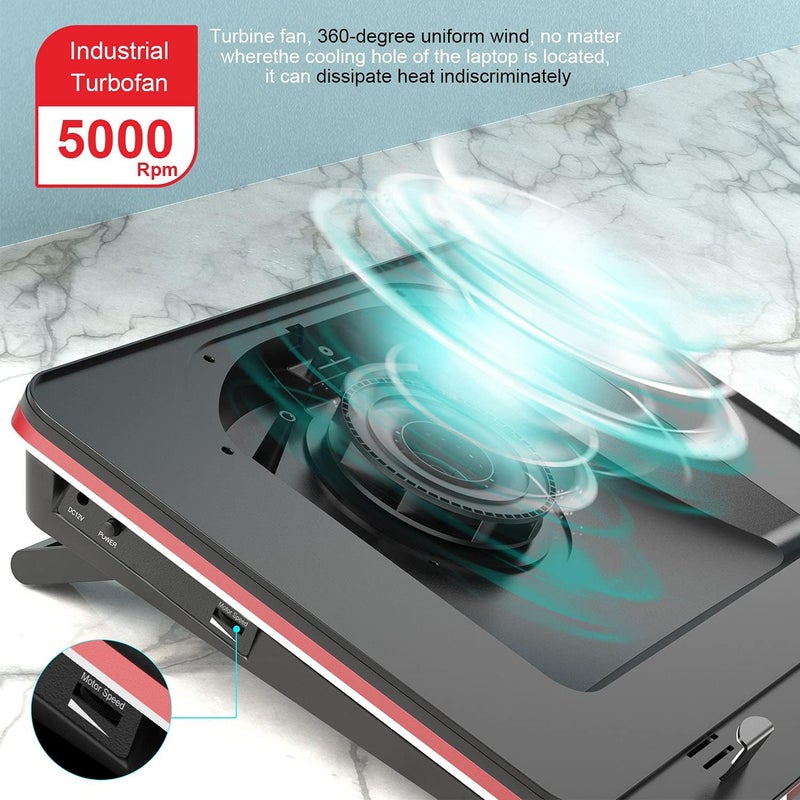 وسادة تبريد لابتوب GT500 مع مروحة توربينية و3 منافذ USB - Image 2