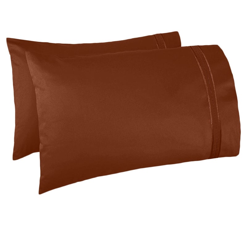 Clara Clark Â® Supreme 1500 Collection 4pc Bed Sheet Set - Queen Size, Burnt Sienna (Rust, Orange Brown) - Image 5