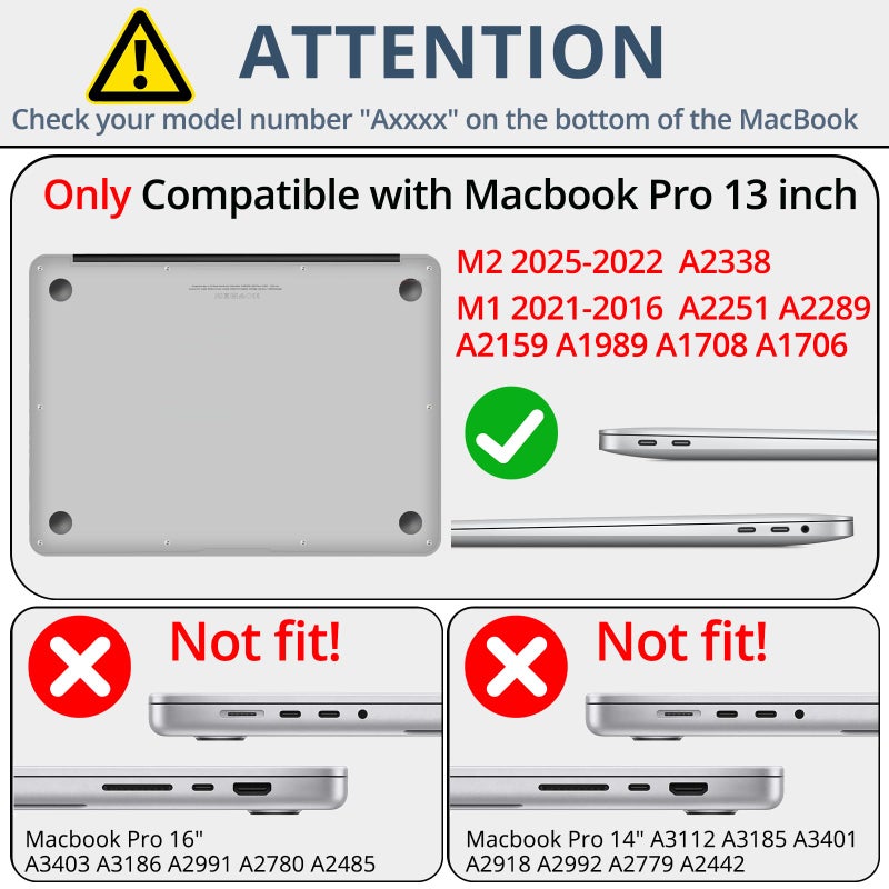 AKIT Compatible with MacBook Pro 13 inch Case M2 M1 A2338 2026 2025-2016 M2 M1 A2338 A2251 A2289 A2159 A1989 A1708 A1706, Pattern Hard Shell Laptop Case&Keyboard Cover&Screen Protector, Black Wave - Image 2