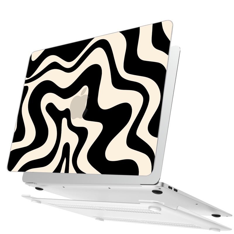AKIT Compatible with MacBook Pro 13 inch Case M2 M1 A2338 2026 2025-2016 M2 M1 A2338 A2251 A2289 A2159 A1989 A1708 A1706, Pattern Hard Shell Laptop Case&Keyboard Cover&Screen Protector, Black Wave - Image 4