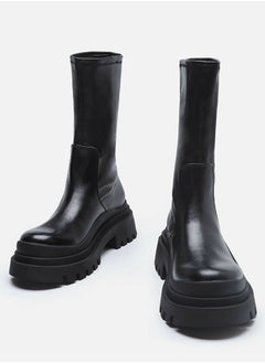 Women's Platform Boots Mid Calf Elastic Chunky Block Heel Elastic tube Martin Boots - pzsku/ZA77C0DE87CB627916F40Z/45/_/1734075202/810c807b-f839-4622-93c9-30f18d6fa646