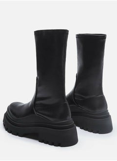 Women's Platform Boots Mid Calf Elastic Chunky Block Heel Elastic tube Martin Boots - pzsku/ZA77C0DE87CB627916F40Z/45/_/1734075218/445889cd-315f-4a6a-b21b-95c107f9df0c